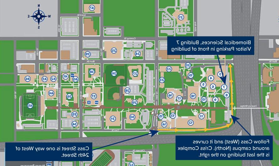 Campus map showing location of Biomedical Sciences