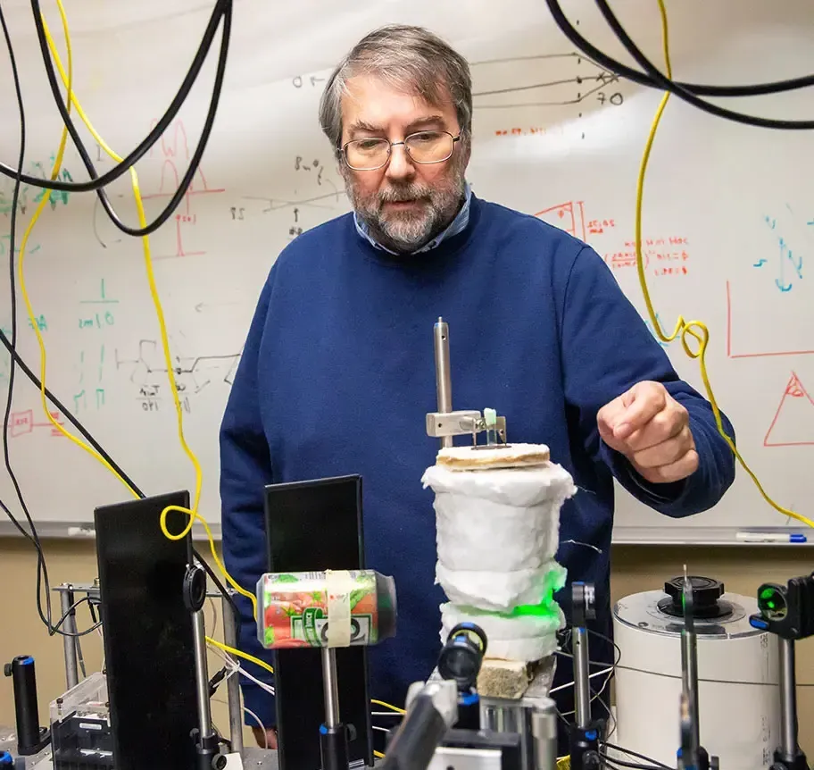 Physics pre-engineering faculty doing demonstration